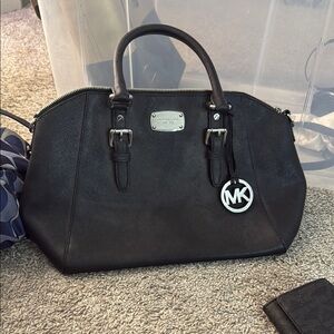 Michael Kors Black Structured Leather Satchel